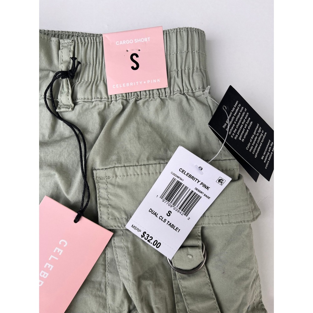 NWT Celebrity Green Cargo Shorts Womens Small Utility Y2K Streetwear
